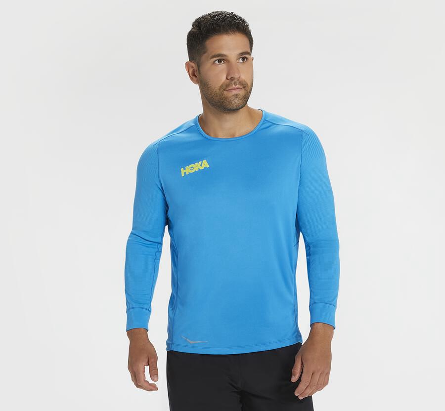 Haut Hoka One One Performance 3/4 Sleeve Homme - Bleu - ZMT-805649